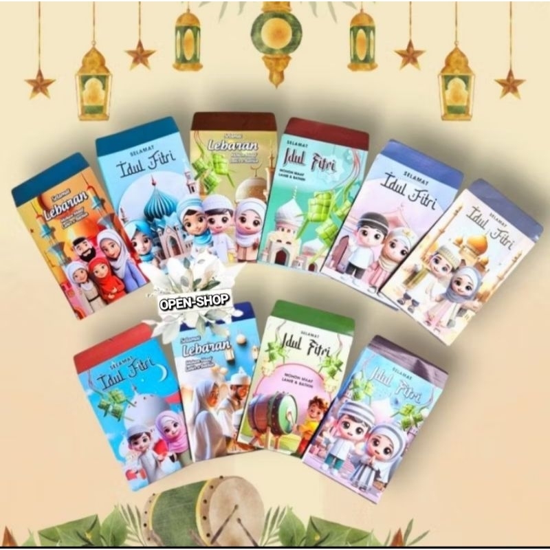 

COD: Amplop Lebaran isi 50pcs/Amplop ampau lebaran Karakter Kartun Muslim