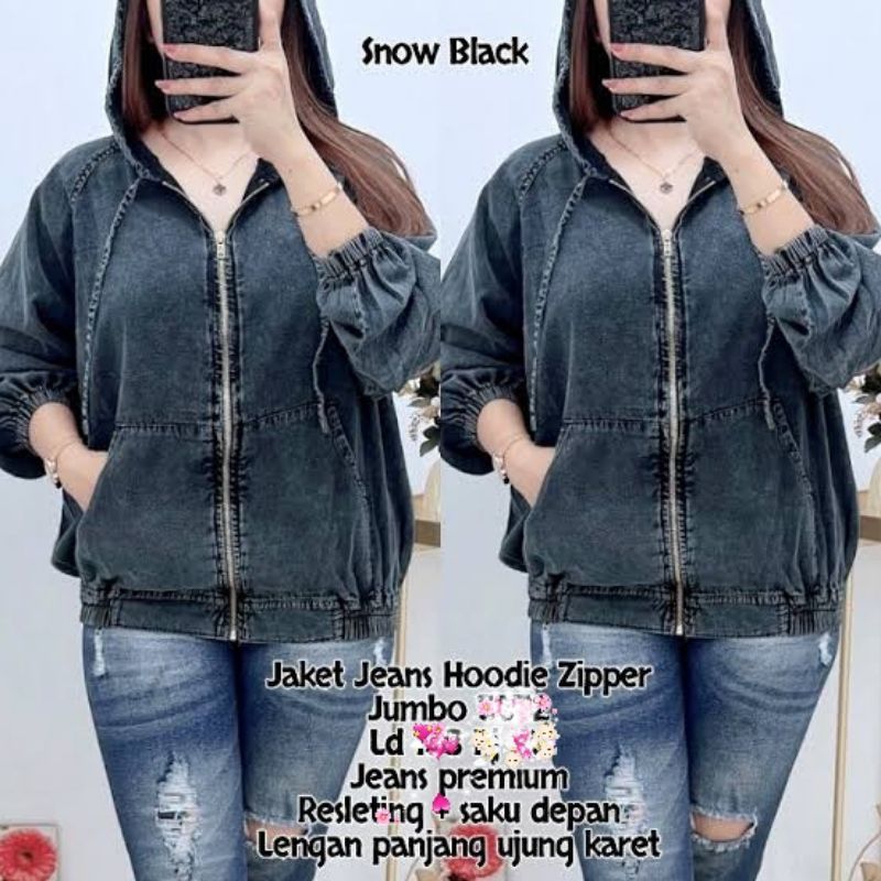 Jaket jeans WanitaHoodie Sleting Jaket Hoodie Zipper Kekinian