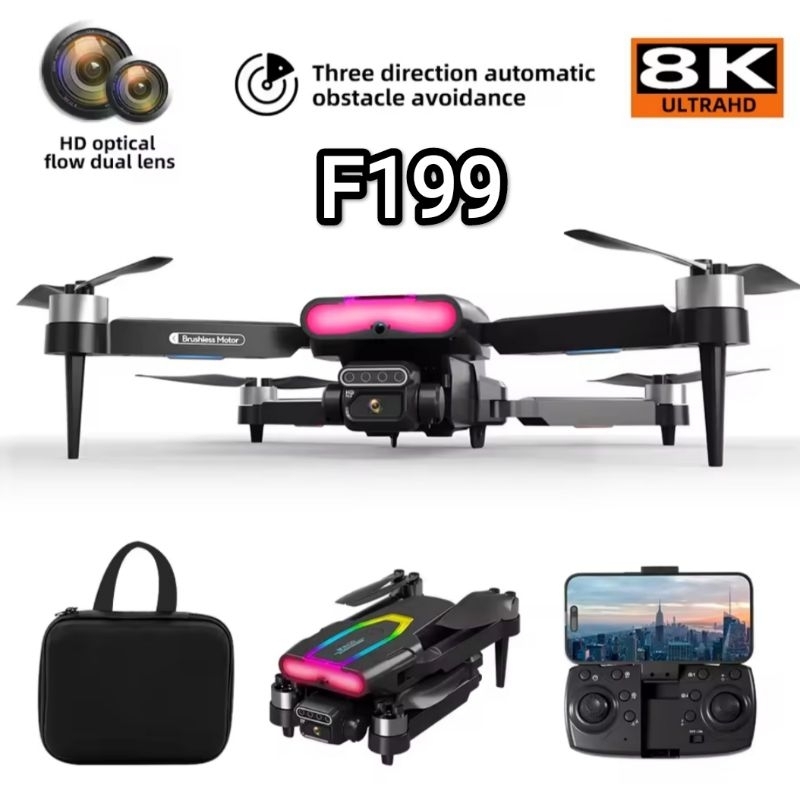 Drone F199 Brushless Motor Kamera 8K with EIS Anti Shake