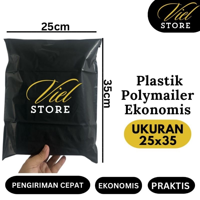 

Polymailer 25x35 HITAM Ekonomis PE, isi 100 lembar Kantong Packing Plastik Olshop Baju