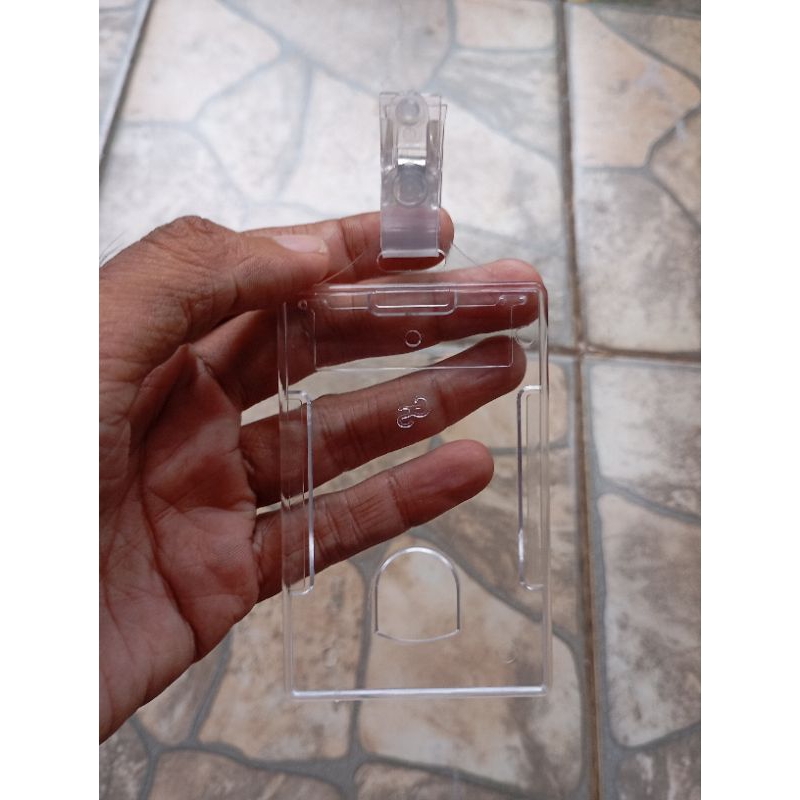 

Tempat ID Card Name Tag acrylic bening akrilik import plus jepitan penjepit idcard transparant