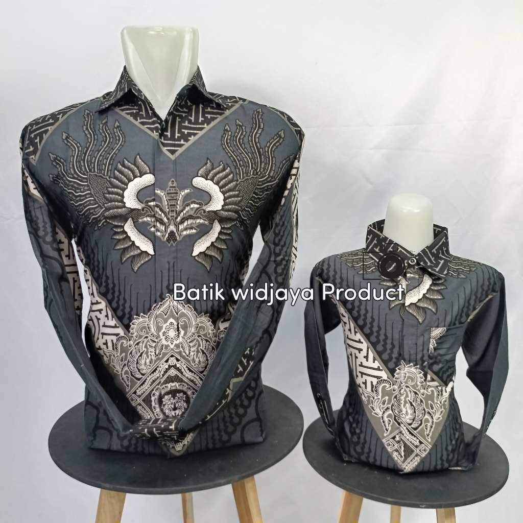 laseman batik couple ayah anak warna abu abu katun premium by widjaya batik
