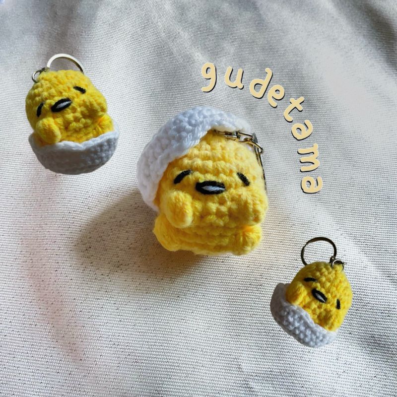 Gudetama Crochet Keycain - Gantungan Kunci Rajut Gudetama