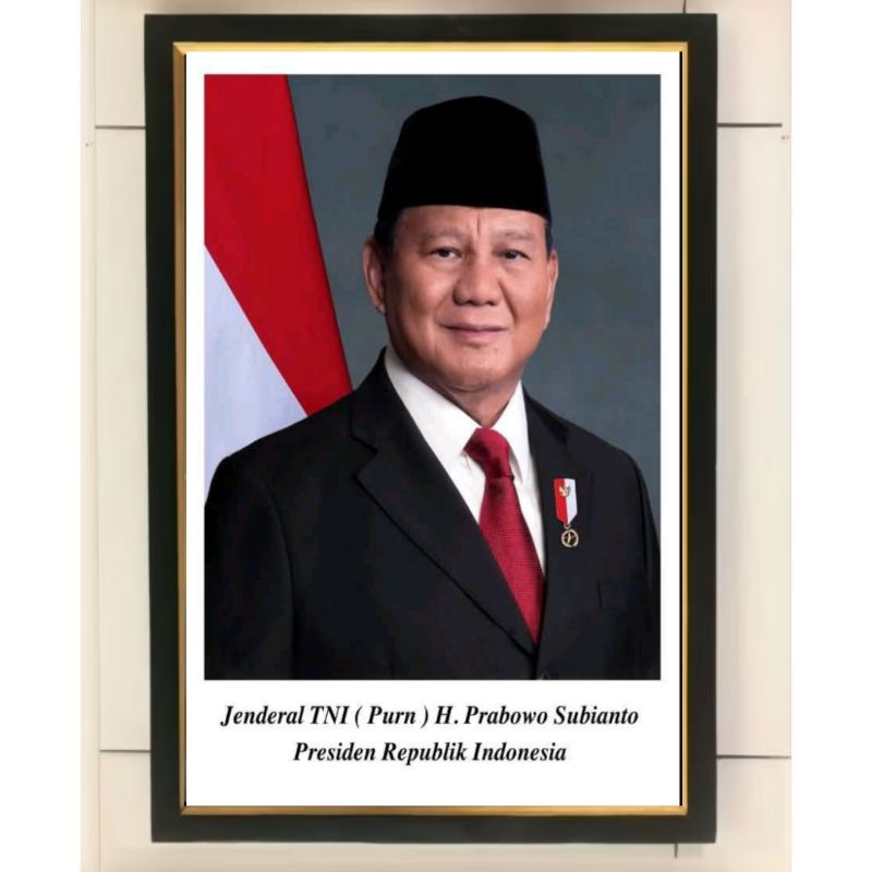 Hiasan dinding lukisan cetak Prabowo Subianto plus Bingkai ukuran 65*45