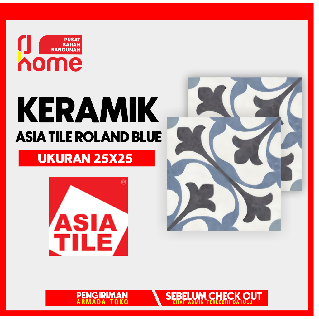 KERAMIK KAMAR MANDI 25X25 ASIA TILE ROLAND BLUE