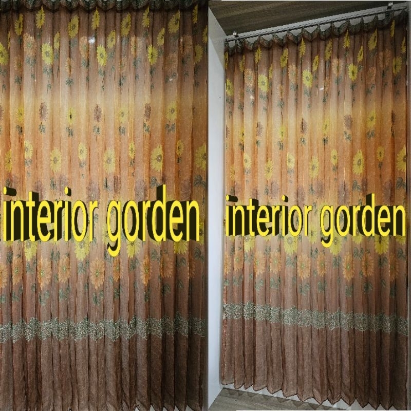 Gorden vitras dalaman/vitras motif bunga matahari lebar 210cm