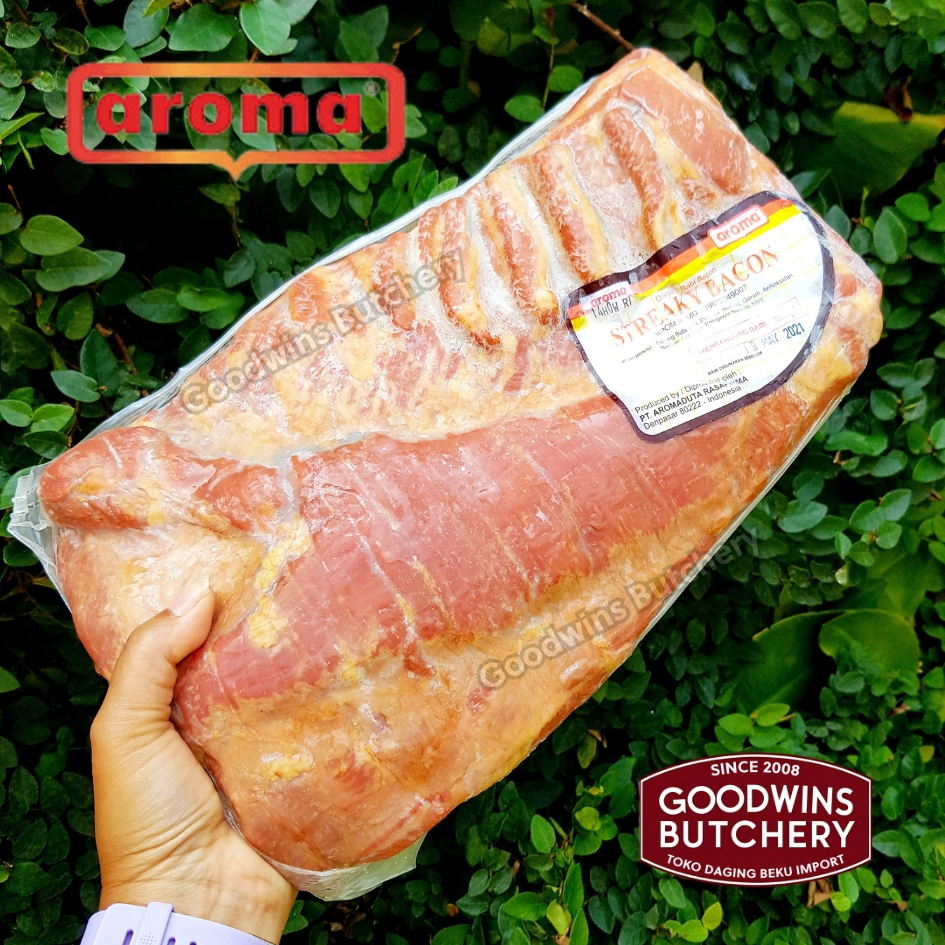 

Pork bacon STREAKY BACON WHOLE CUTS 3.3kg frozen Aroma Bali