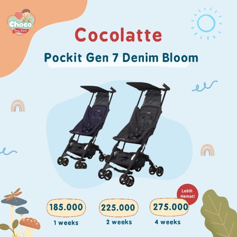 TIDAK DIJUAL, DISEWAKAN STROLLER POCKIT GEN 7 DENIM BLOOM