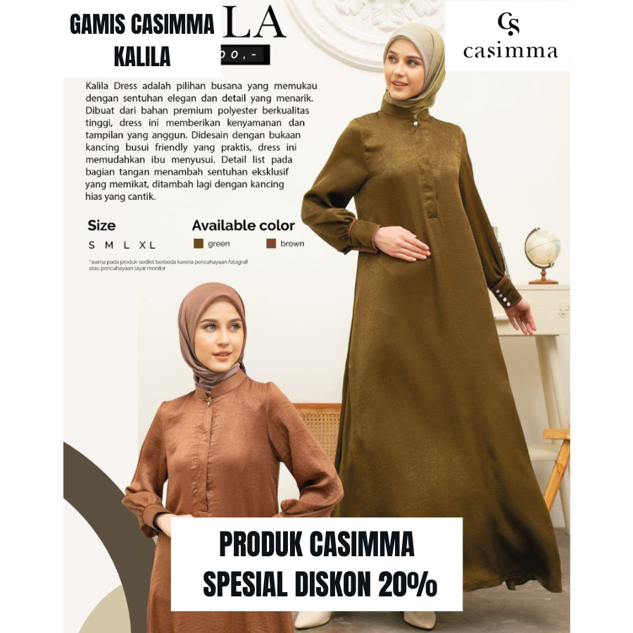 GAMIS KALILA GREEN / GAMIS KALILA BY CASIMMA / GAMIS CASIMMA TERBARU / DRESS CASIMMA DISKON / GAMIS 