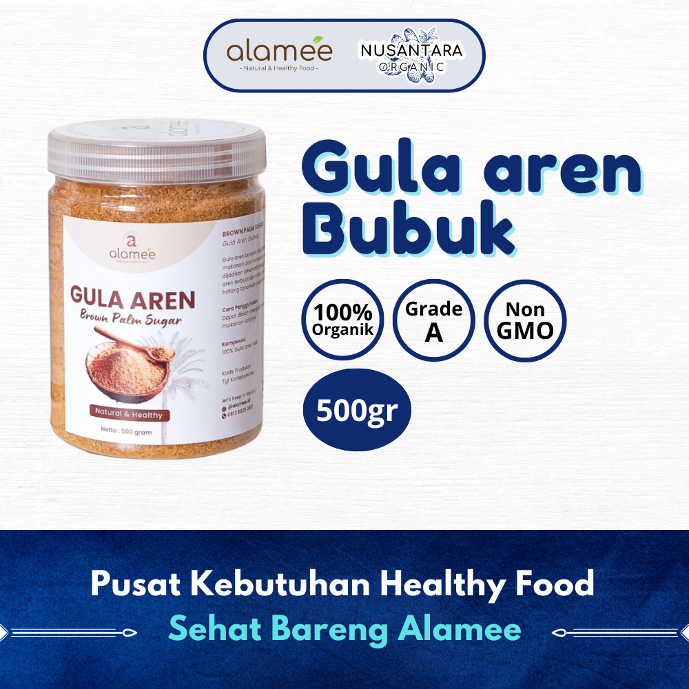 

ALAMEE 500gr Gula Aren Bubuk Organik Asli Palm Sugar Semut Powder Natural Pure Nusantara Organic