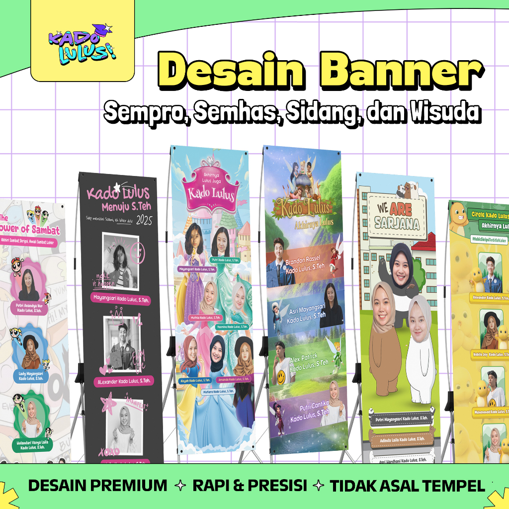 KADO LULUS Banner Spanduk Sidang Skripsi Wisuda Sempro Semhas Desain Unik Lucu #14