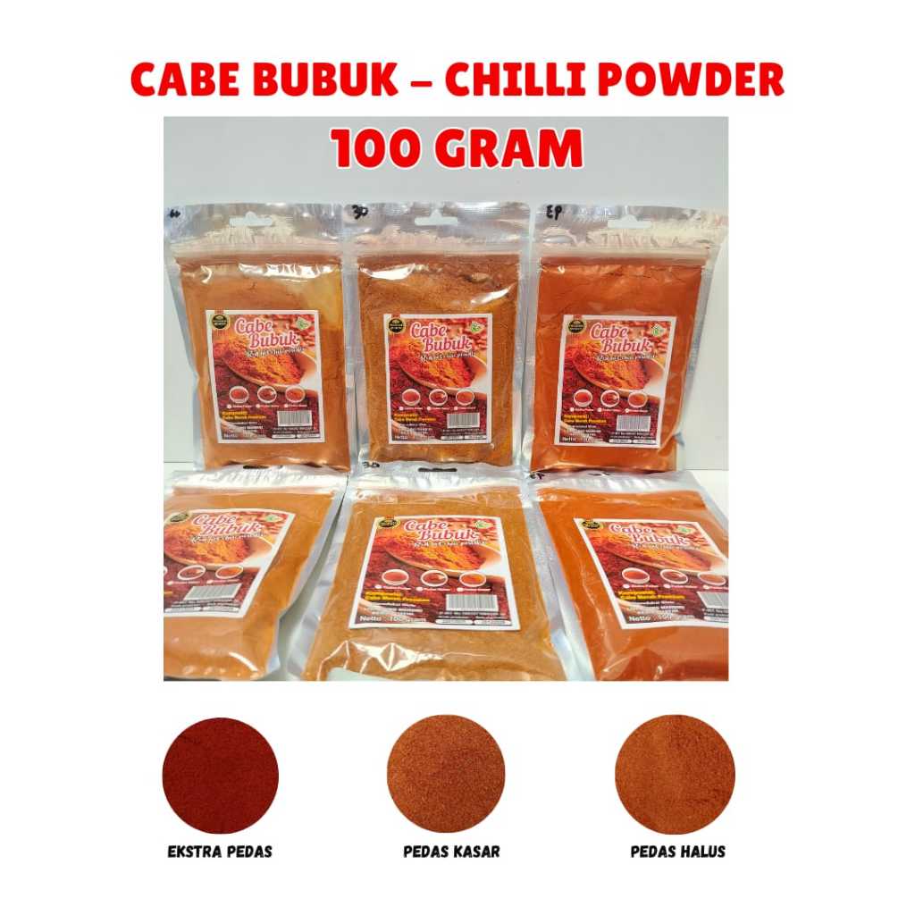

Cabe Bubuk | Bubuk Cabe Pedas Premium - Kemasan 100 Gram