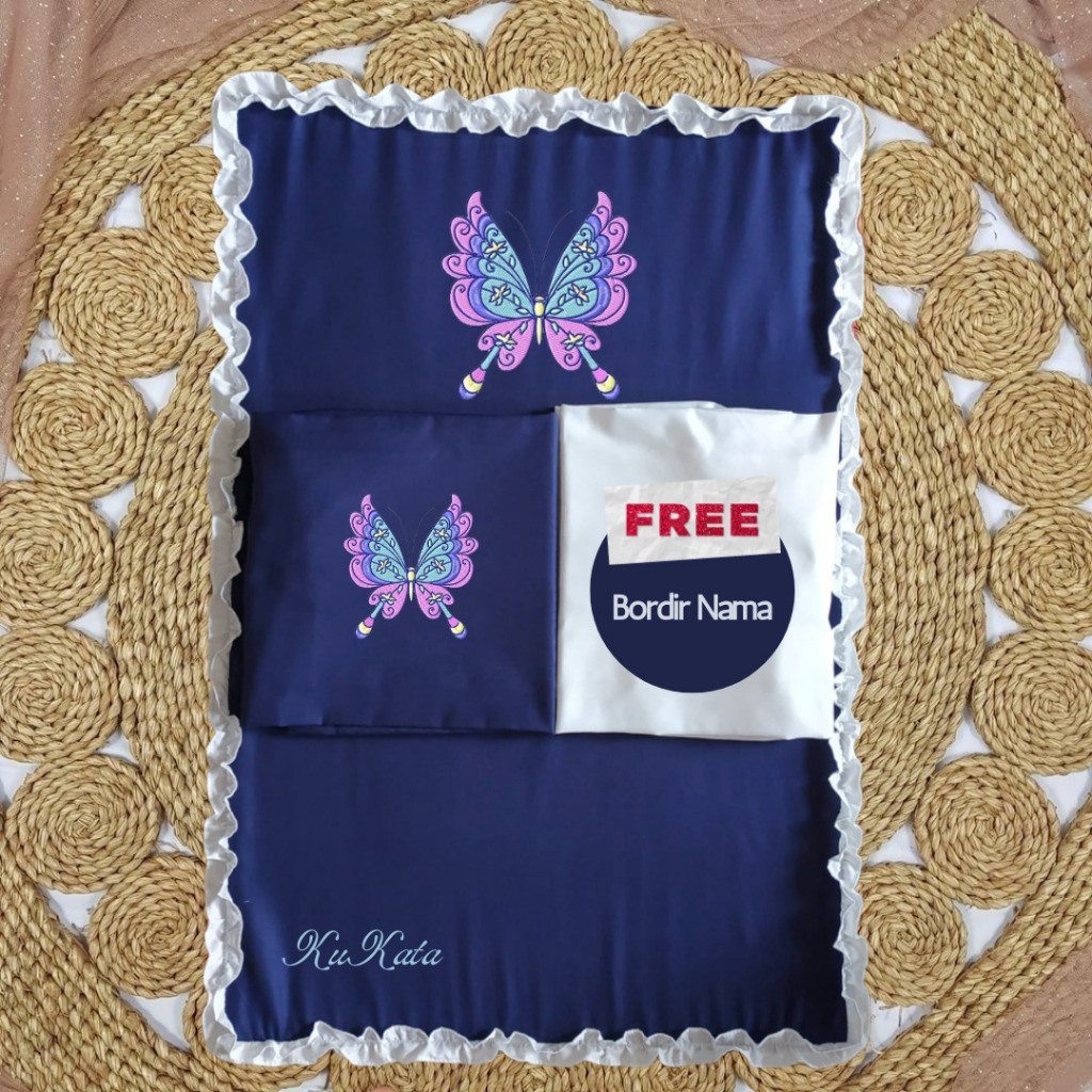 MUKENA SET SAJADAH ANAK BALITA DEWASA BORDIR NAMA FLUTTER / MUKENA SEKOLAH