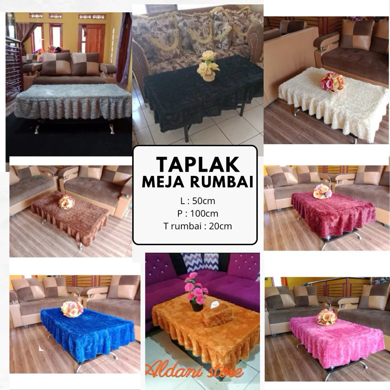 taplak meja rumbai/ taplak meja bulu / meja ruang tamu