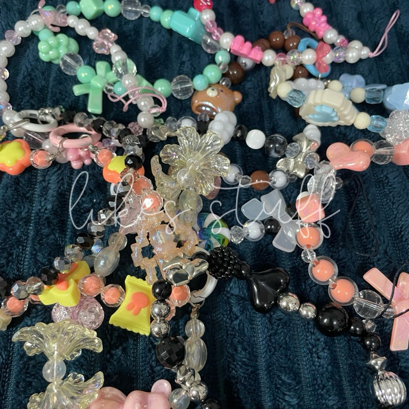 Strap HP Tali Gantungan Beads Ring Lucu Aesthetic Manic