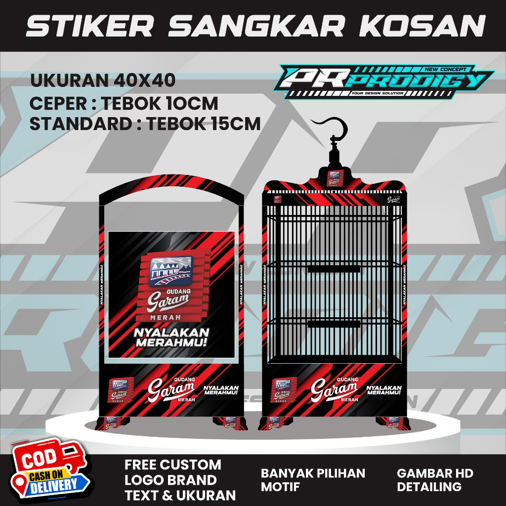 Stiker Decal Sangkar Burung / Sangkar Koper / Sangkar Kosan GUDANG GARAM MERAH