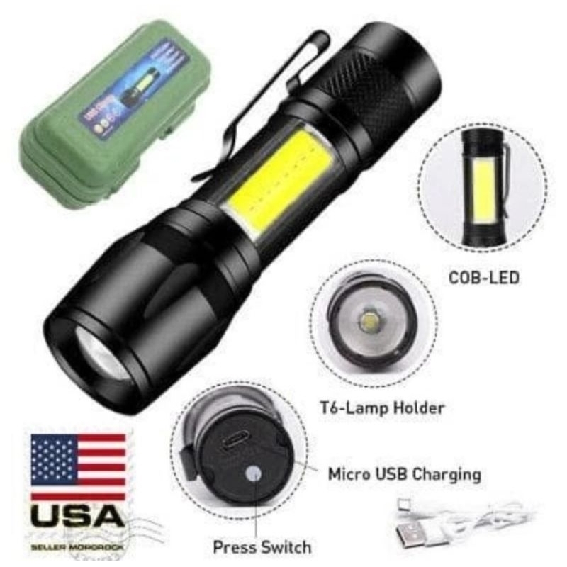 SENTER XPE + COB MINI ZOOM USB CAHRGER / PAKET SENTER MINI ZOOM LED