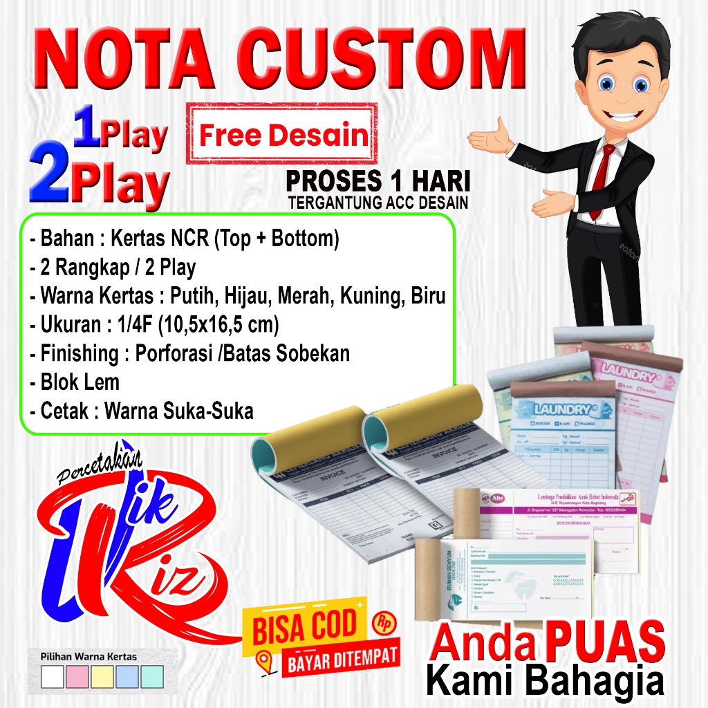 

Nota Custom 2 Rangkap 1/4 Folio