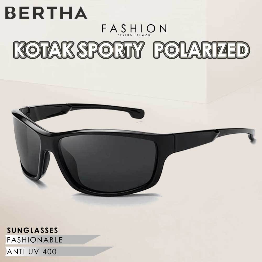 Bertha  Kacamata Sunglasses  Polarized Style Kotak Simple Bahan TR90 Nyaman TerBaru Fashion Pria Dan