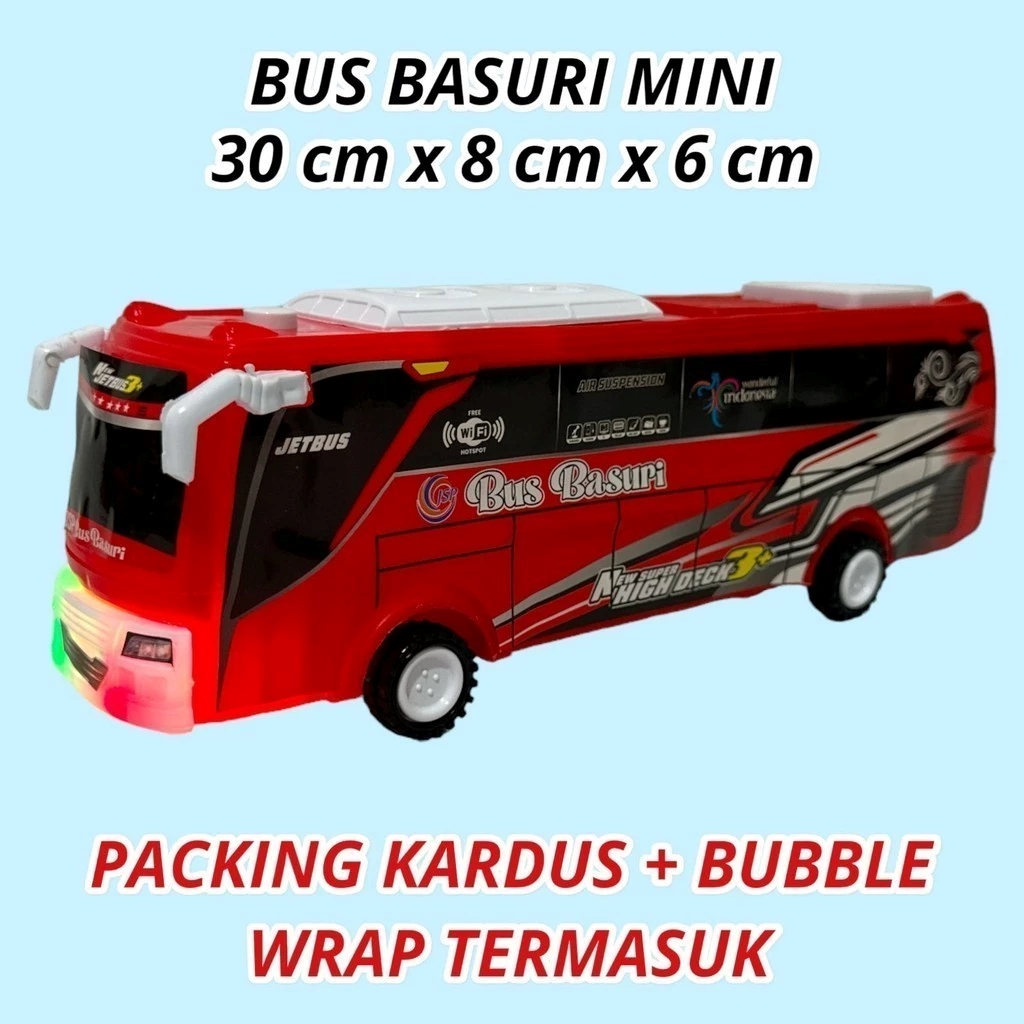 RB22 Mainan Bus Basuri Telolet 30cm LT 60 Bus Basuri KeciL Telolet Warna Cerah