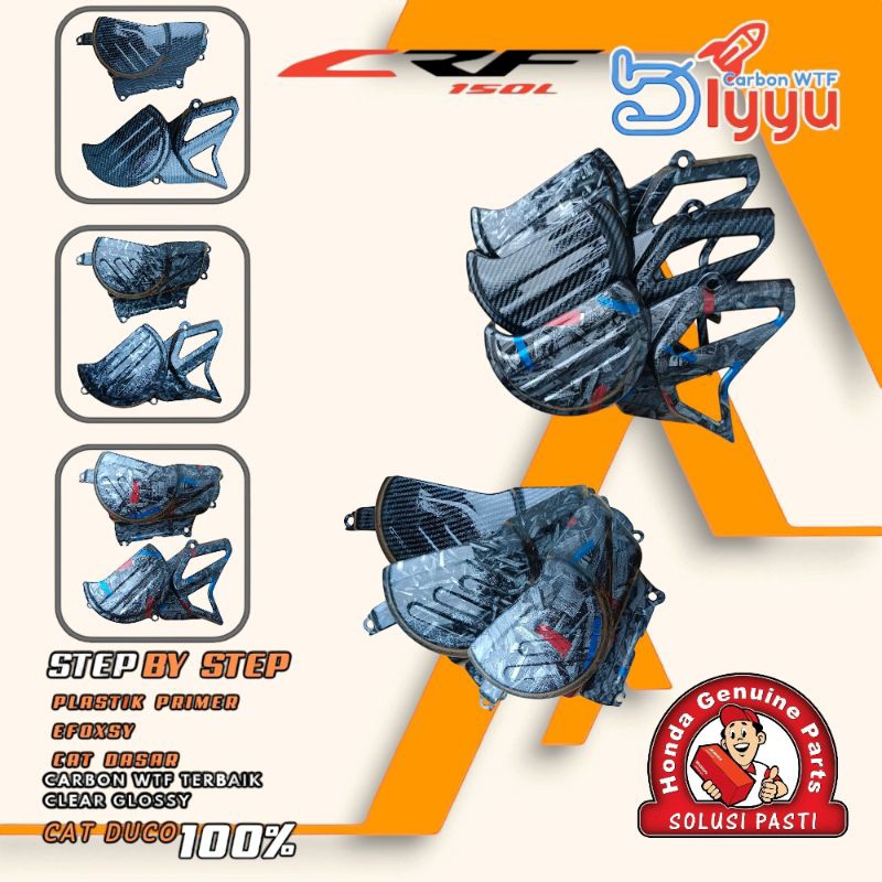 Terlaris Carbon Celup Honda CRF150 Cover  Mesin KANAN KIRI CRF 150