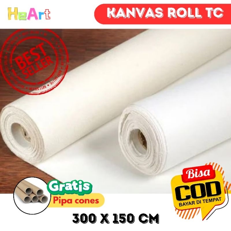 

kanvas lukis roll tc termurah grosir 300cmx 150cm - kanvas rol best seller