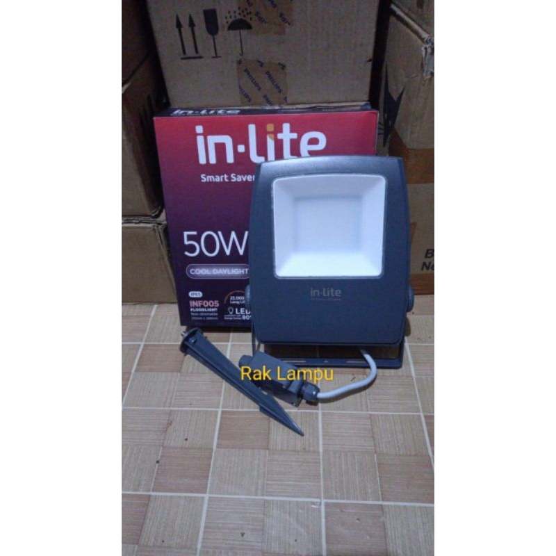 in-Lite Lampu LED Sorot 50Watt FloodLight IP65 Cahaya Putih CoolDaylight