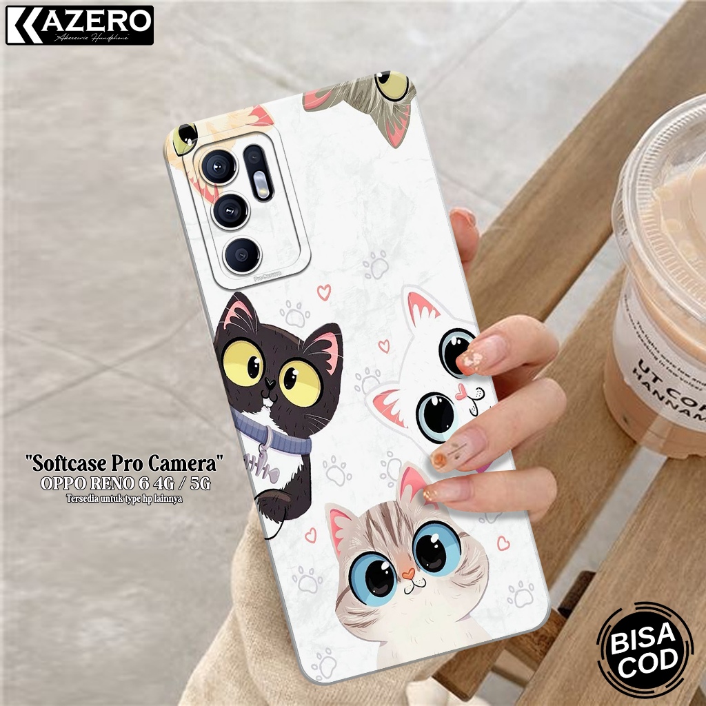 Kesing OPPO RENO 6 4G / 5G Fashion Case Kucing Softcase OPPO RENO 6 4G / 5G Silikon Pro Camera Casin