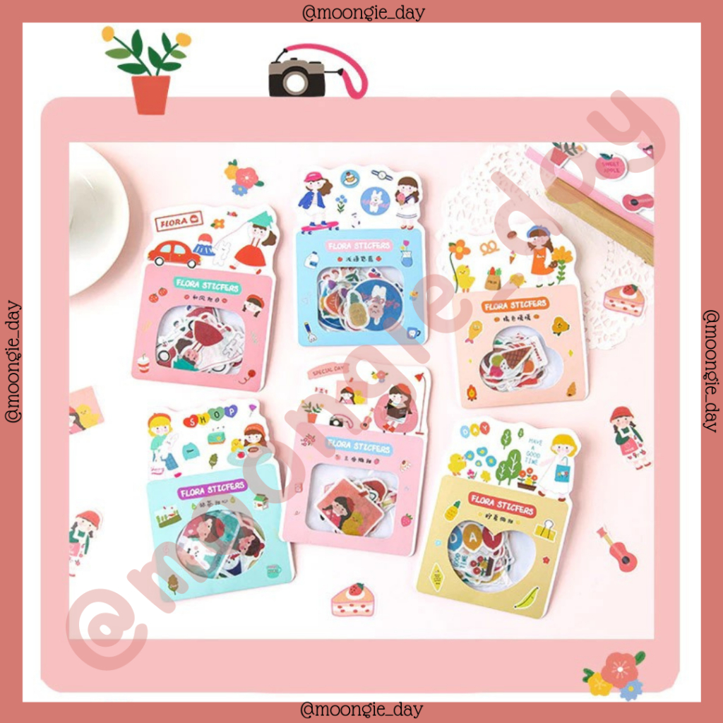 

40 PCS/BAG STIKER KERTAS TEMA FLORA GIRL ANIMAL STICFERS STICKERS HEWAN LUCU MURAH DIY DIARY BULLET JURNAL