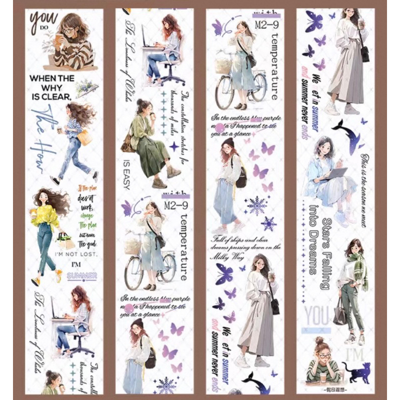 

Girl Daily Activity Pet Tape / Working girl sticker for journaling / beautifull girl pet tape for journaling