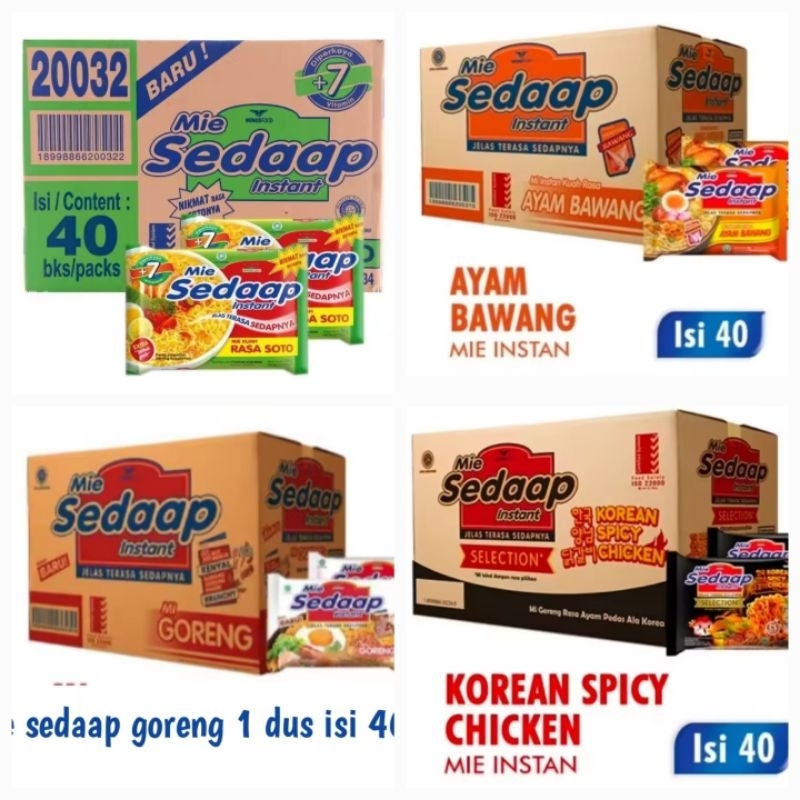 

PUSAT SEMBAKO RAKYAT - PROMO !!! SEDAP Mie Instan Goreng/Ayam Bawang/Soto/Korean Spicy Chicken Bag 40×900 gr (1karton/dus) Mie Instan SEDAP Gurih Enak Harga Grosir Termurah