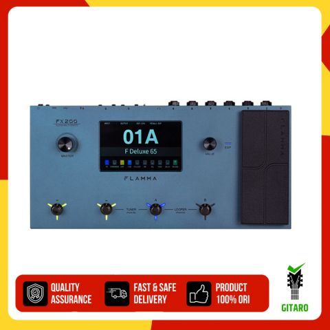 Flamma FX 200 FX200 Digital Multi Effect Pedal Efek Gitar Flamma FX200 Original - Grey & Pink