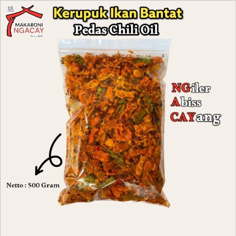 

Kerupuk Ikan Bantet Chili Oil 500 Gram - Makaroni Ngacay