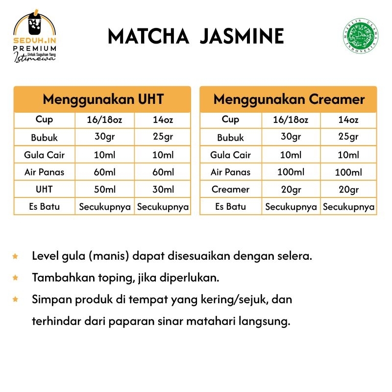 

Ay00! Matcha Jepang Jasmine 300 GR /BUBUK MINUMAN PURE NON GULA