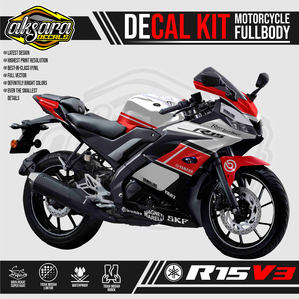 DECAL KIT YAMAHA R15 V3 FULL BODY - YAMALUBE 6Th Anniversary Yamaha  / STICKER CUSTOM DECAL