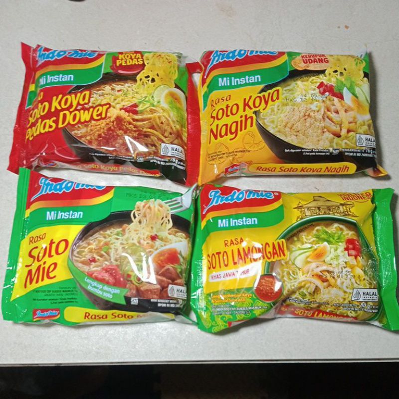 

INDOMIE INSTAN RASA SOTO MIE, RASA SOTO LAMONGAN, RASA SOTO KOYA NAGIH DAN RASA SOTO PEDAS DOWER