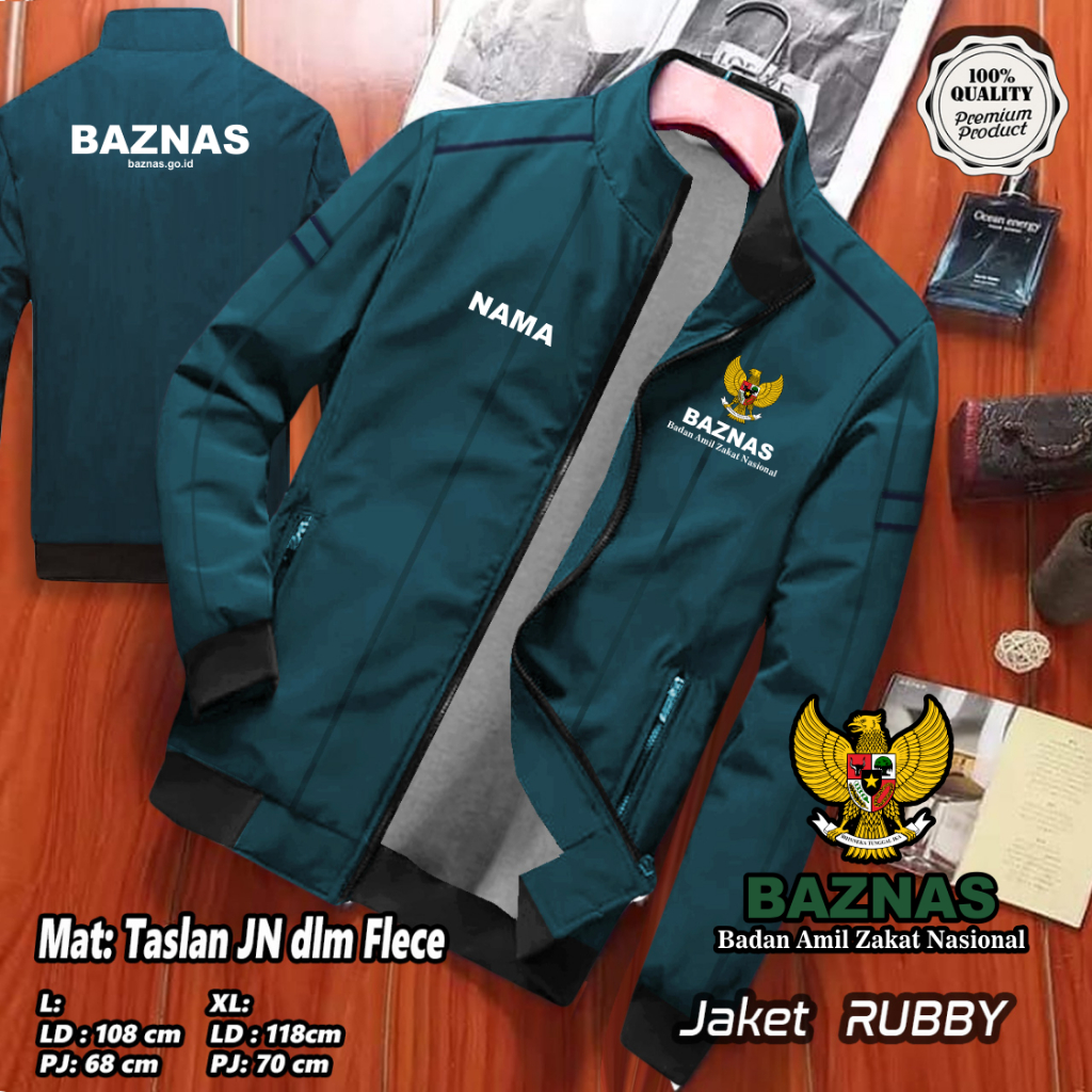 JAKET BAZNAS (BADAN ZAKAT NASIONAL) PARASUT BOLAK BALIK TERBARU / JAKET CUSTOM SABLON BAZNAS / SERAG