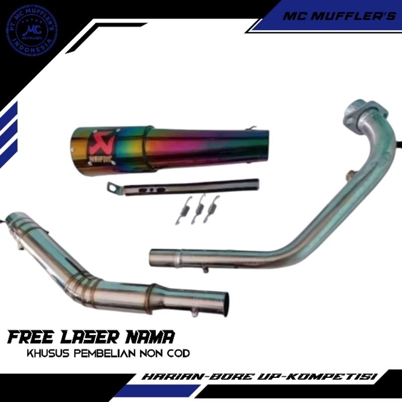 knalpot racing Akrapovic glass pelangi full system R15 ready juga Vixion CBR150R CB150R MX king dll