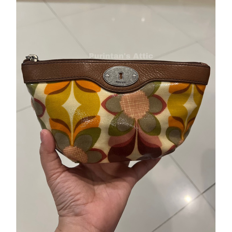 Fossil Keyper floral pouch preloved