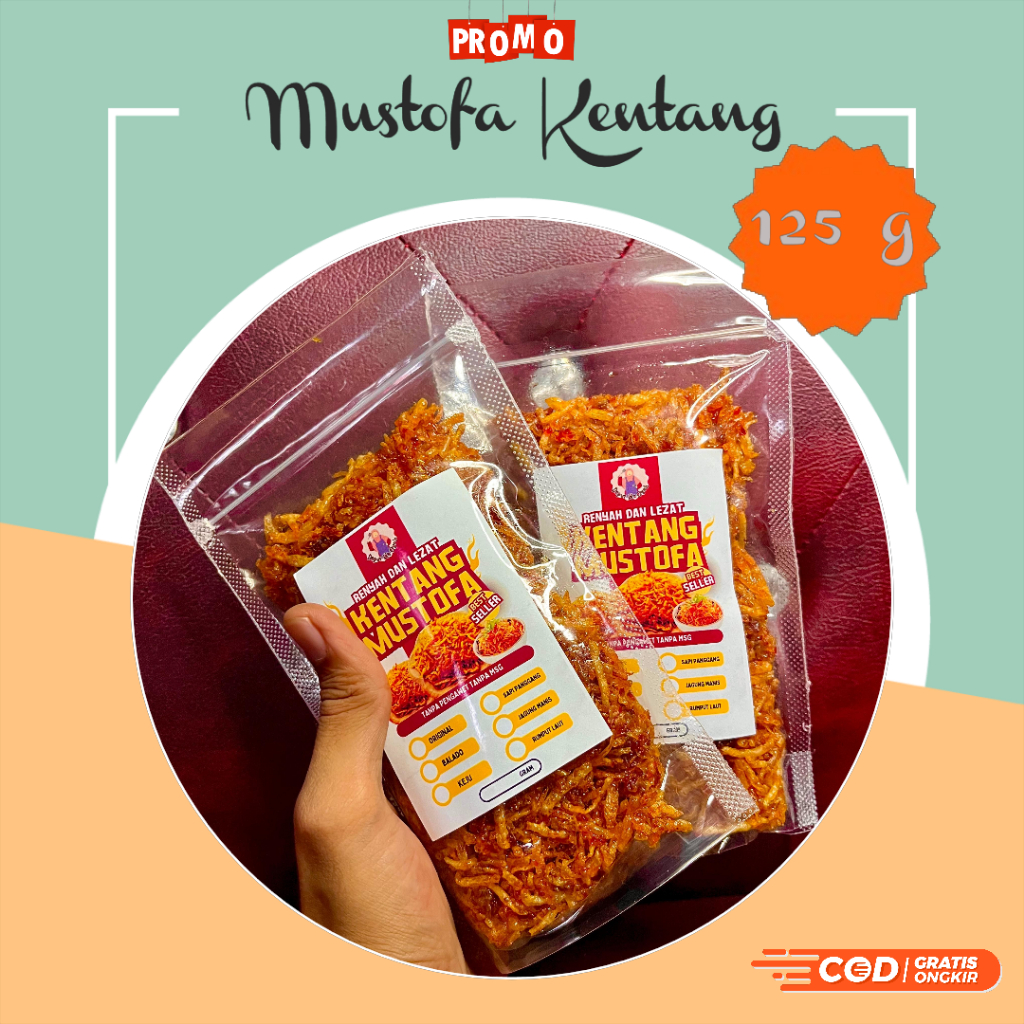 

Promo 125 Gram Kripik Kentang Mustofa Rasa Balado Pedas - Kentang Mustofa Terlaris Enak Gurih Pedas - Cemilan Viral Terlaris