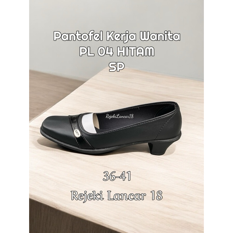 SEPATU PANTOFEL KERJA WANITA PL 04 HITAM HAK 5Cm SIZE 36-41
