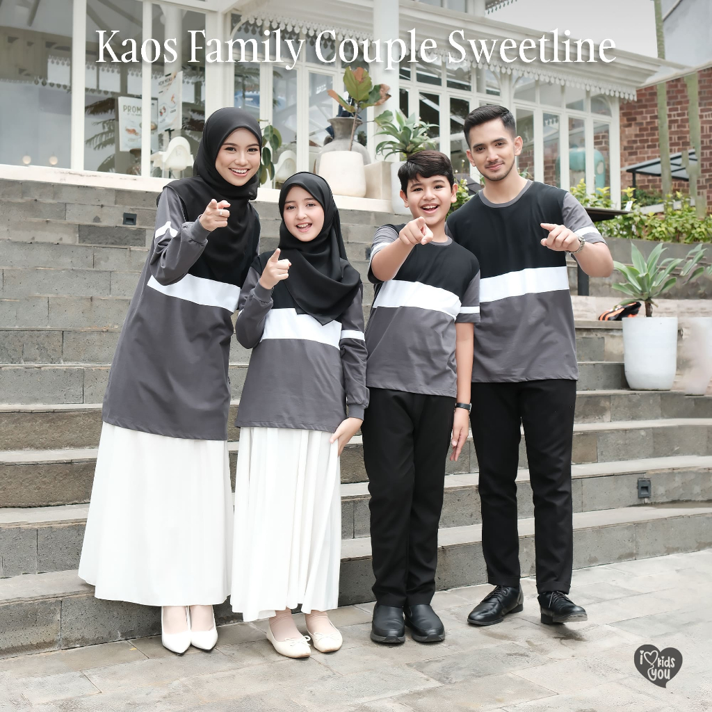 IkidsYou Kaos Couple Keluarga Sweetline Lengan Pendek dan Lengan Panjang