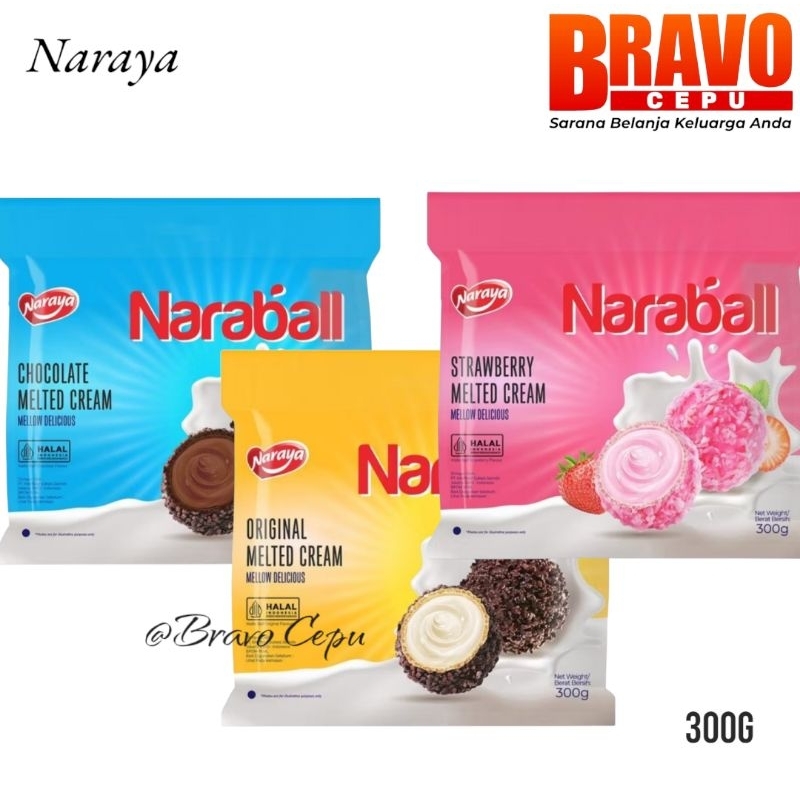 

Naraya Naraball 300g Biskuit Ball Melted Cream Choco Ball Wafer Ball Rasa Original- Chocolate - Strawberry