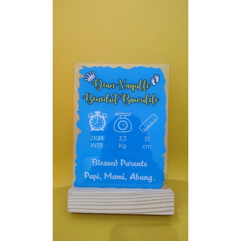 AKRILIK PAPAN NAMA BAYI | CUSTOM PAPAN NAMA BAYI NEWBORN BAHAN AKRILIK