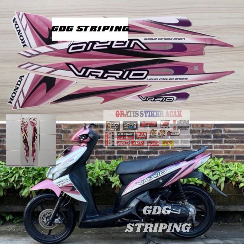 Striping Stiker Motor Honda Vario karbu 110 2009 Pink Murah