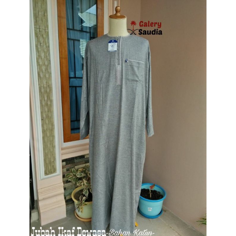 Jubah Gamis Dewasa Pria Lelaki Laki IKAF Katun Lengan Panjang Original Arab Saudi