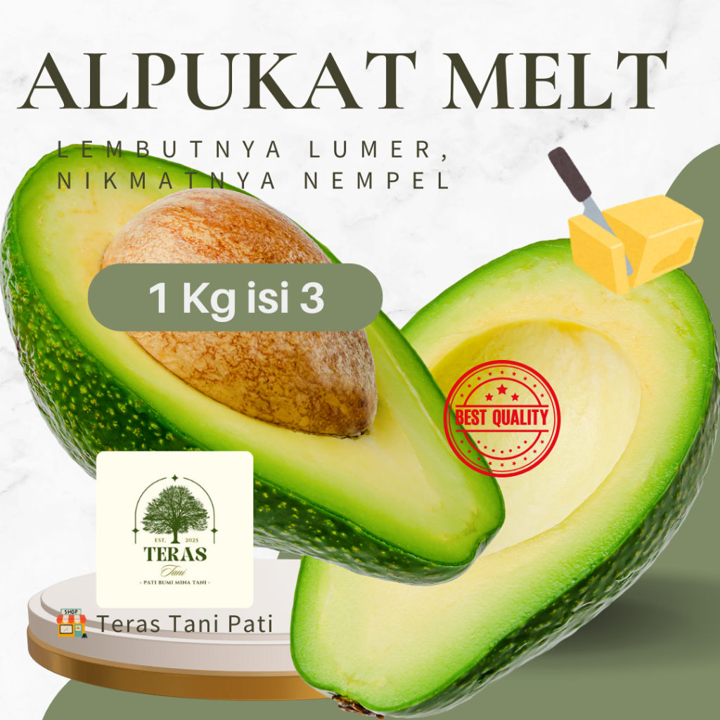 

ALPUKAT MENTEGA Bergaransi 1 Kg Isi 3 Kualitas Super (Jumbo) Pati Bumi Mina Tani