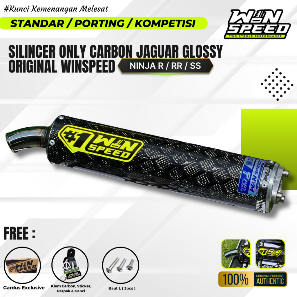Silincer Silencer Slencer Only Knalpot Ninja R, RR, SS, RX KING Carbon Jaguar Glossy ORI WIN SPEED