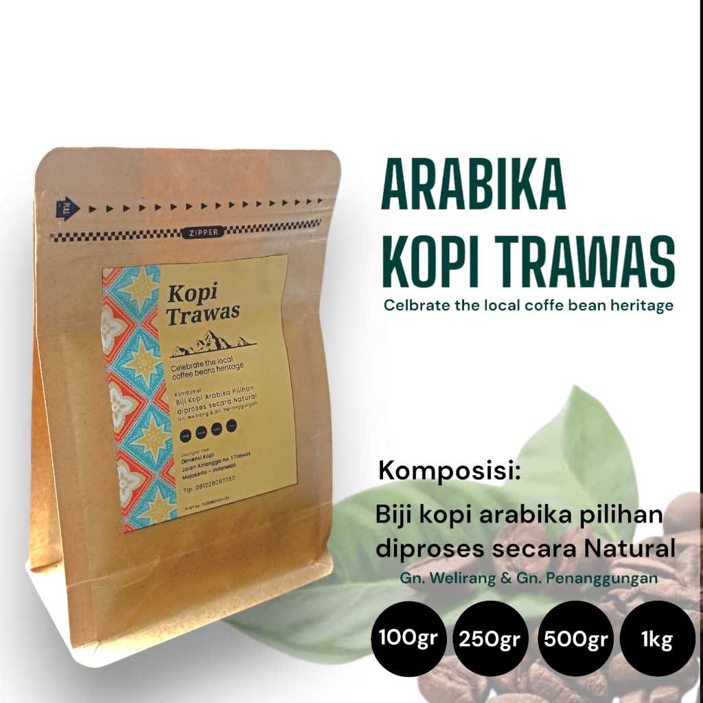 Kopi Arabika Trawas, Roastbean Arabika Trawas, kopi asli trawas, mojokerto jawatimur.berat bersih 10