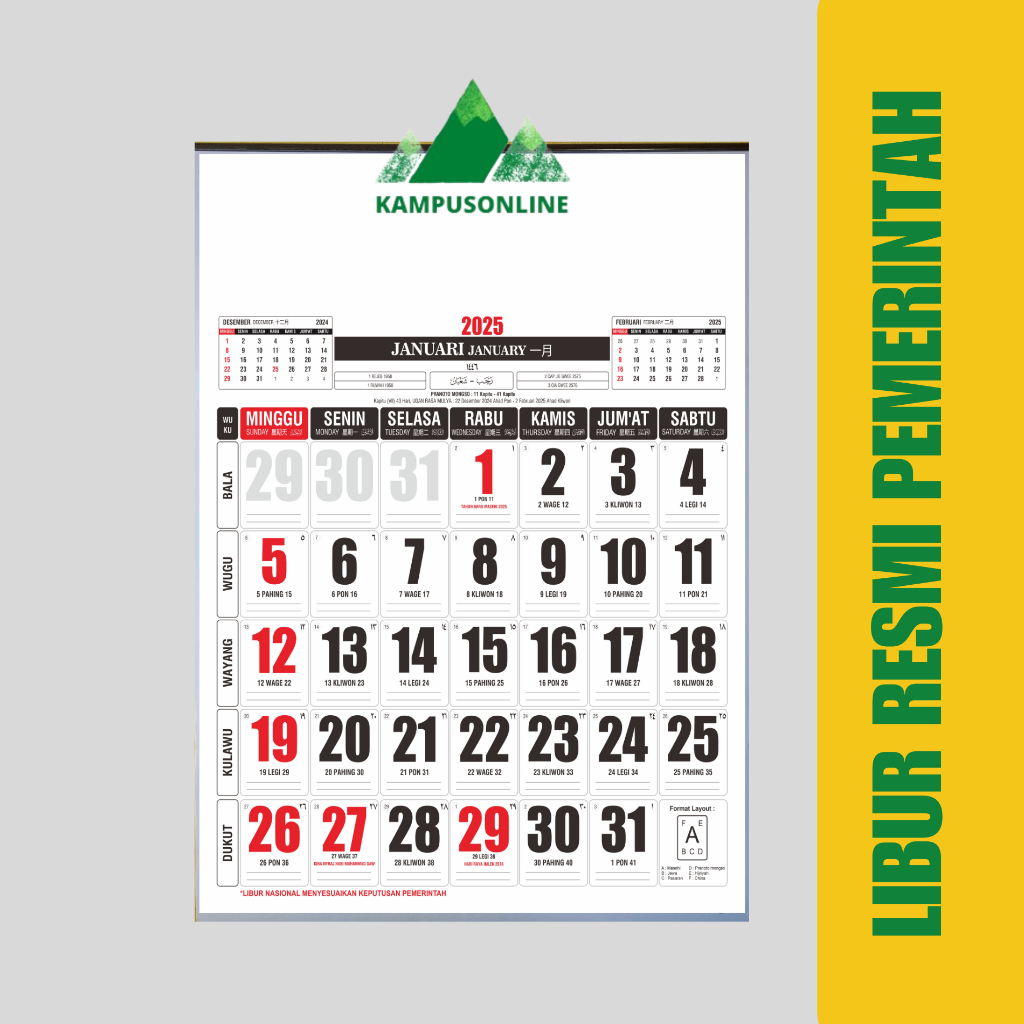 

PROMO KALENDER DINDING BESAR HVS TAHUN 2025 UKURAN 46 X 65 CM TERMURAH